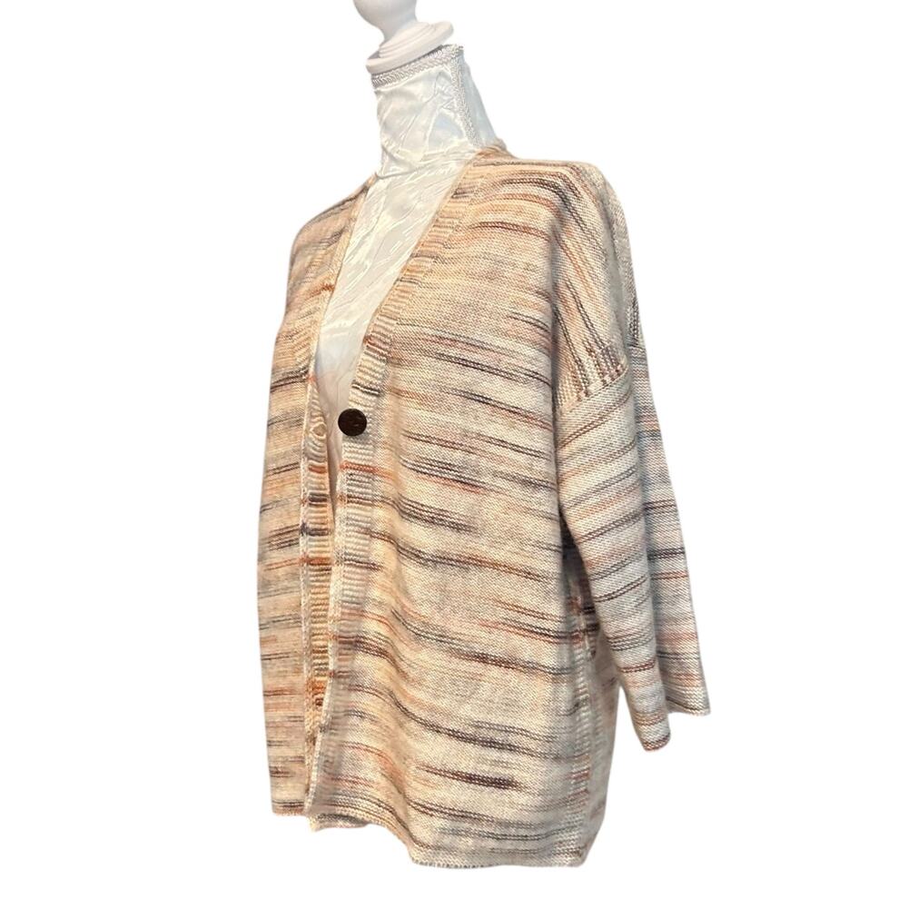 PureJill Cream Stipe Cardigan Womens Sz Small Cotton Blend Sweater One Button - Picture 16 of 16